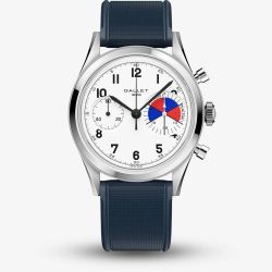 Gallet Mens Classics 'Tribute To Yachting' Big Eye Chronograph White Dial Rubber Strap Watch AG0910121A1S1