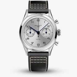 Gallet Mens Classics 'Tribute To Silverlight' Chronograph Silver Dial Leather Strap Watch AG0910121G1X1