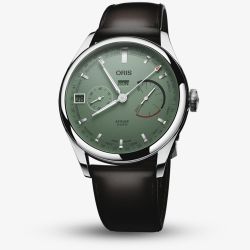 Oris Mens Artelier Calibre 113 Green Dial Black Leather Strap Watch 01 113 7806 4057-07 5 22 96FC