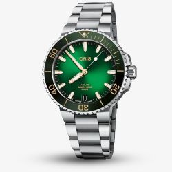 Oris Mens Aquis Date Calibre 400 Green Dial Watch 01 400 7769 4127-07 8 22 09PEB