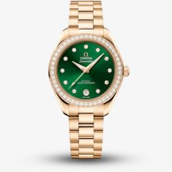 OMEGA Ladies Seamaster Aqua Terra  150m 18ct Gold Green Dial Watch 220.55.30.20.60.001