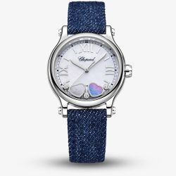 Chopard Ladies Happy Hearts Blue Fabric Strap Watch 278608-3012