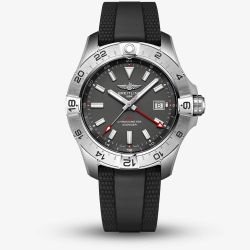 Breitling Mens Avenger Automatic 44 GMT UK Edition Anthracite Dial Rubber Strap Watch A323203B1B1S1