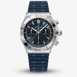 Breitling Mens Chronomat B01 42 Blue Rubber Strap Watch AB0158101C1S1