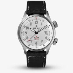 Bremont Mens Altitude MB Meteor Orange Barrel White Dial Black Leather Strap Watch ALT42-MT-TI-SIOR-L-S