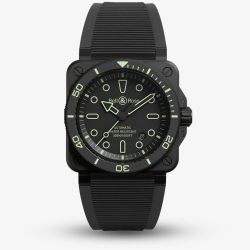 Bell & Ross Mens Black Diver Luminous Outline Watch BR03A-D-OL-CE/SRB