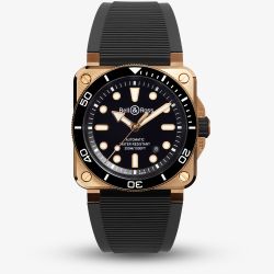 Bell & Ross Mens Limited Edition BR-03 Diver Black Bronze Strap Watch BR03A-D-BL-BR/SCA