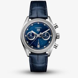 Tag Heuer Ladies Carrera Chronograph Diamond Set Blue Dial Watch CBS2214.FC6567