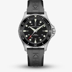 Hamilton Mens Khaki Navy Scuba Black Rubber Strap Watch H82555130