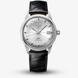 Longines Ultra Chron Classic Automatic Black Leather Strap Watch L2.537.4.72.2