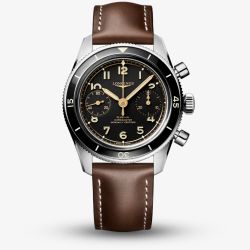 Longines Mens Spirit Pilot Flyback Brown Leather Strap Watch L3.721.4.53.2