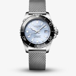 Longines Mens Hydroconquest Automatic Ice Blue Dial Mesh Bracelet Watch L3.779.4.99.6