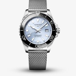 Longines Mens Hydroconquest Automatic 42mm Ice Blue Dial Mesh Bracelet Watch L3.788.4.99.6