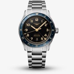 Longines Mens Spirit Zulu Time Blue Bezel Watch L3.812.4.60.6