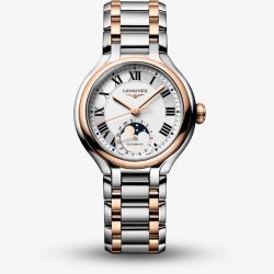 Longines Ladies PrimaLuna Moonphase Two Tone Rose Gold Watch L8.126.5.71.7