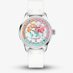 NORQAIN Limited Edition Freedom GMT Enjoy Life Holiday White Rubber Strap Watch N2100.22S02.W01.R01