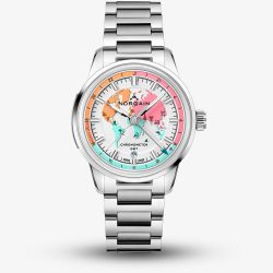NORQAIN Limited Edition Freedom GMT Enjoy Life Holiday Silver Bracelet Watch N2100.22S02.W01.S01