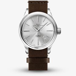 BALL Mens Trainmaster Legend Brown Leather Strap Watch NM9080D-L1J-SL