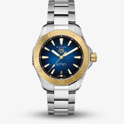 TAG Heuer Mens Aquaracer Professional 200 Gold Bezel Watch WBP2150.BA0627