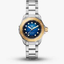 TAG Heuer Ladies Aquaracer Professional 200 Gold Bezel Watch WBP2450.BA0622