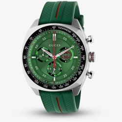 Gucci Mens Interlocking Green Rubber Strap Watch YA142319