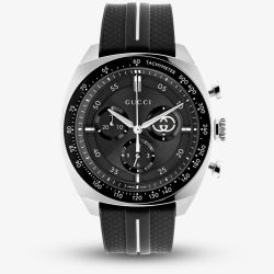 Gucci Mens Interlocking Black Rubber Strap Watch YA142320
