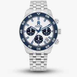 Tommy Hilfiger Mens TH85 Silver Chronograph Watch 1792157