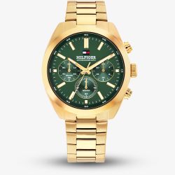 Tommy Hilfiger Mens Chronograph Gold Plated Bracelet Watch 1710736
