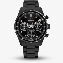 Tommy Hilfiger Mens Hampton Black Dial Bracelet Watch 1792280