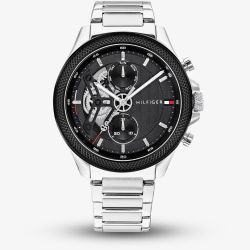 Tommy Hilfiger Mens Clark Half Skeleton Dial Bracelet Watch 1792289
