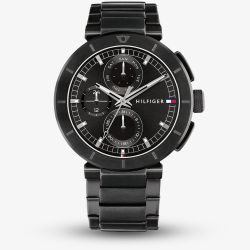 Tommy Hilfiger Mens Lorenzo Black Dial Bracelet Watch 1792119