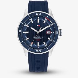 Tommy Hilfiger Mens Remy Blue Dial Silicone Strap Watch 1792225