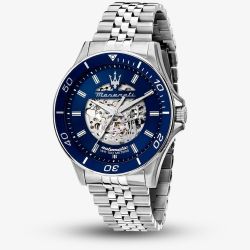 Maserati Mens Sfida Blue Skeleton Dial Watch MSR8823140011