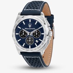 Maserati Mens Velocita Blue Chronograph Fabric Strap Watch MSR8871652001
