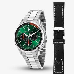 Maserati Mens Sorpasso Chronograph Leather Strap Watch Gift Set MSR8873624002