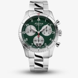 Alpina Mens Startimer Pilot Stainless Steel Chronograph Watch AL-372GRS4S26B
