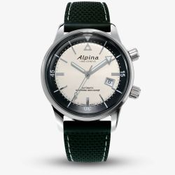 Alpina Mens Heritage Diver 300 White Dial Rubber Strap Watch AL-525S4H6
