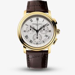 Frederique Constant Mens Classic Quartz Chronograph Brown Leather Strap Watch FC-292MC4P5