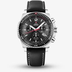  Swiss Military Mens Sports Chronograph Black Leather Strap Watch SM34093.03