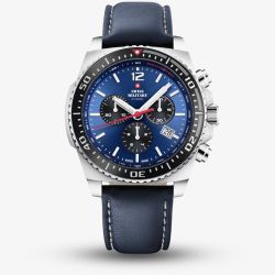  Swiss Military Mens Sports Chronograph Blue Leather Strap Watch SM34093.04