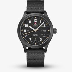  Swiss Military Mens Classic Army Style Black Fabric Strap Watch SM34108.06