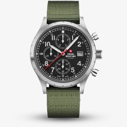 Swiss Military Mens Field Chronograph Green Fabric Strap Watch SM34117.06
