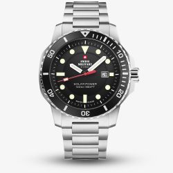 Swiss Military Mens Solar Sports Black Dial Bracelet Watch SMS34102.01