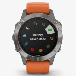 Garmin Unisex Fenix 6 Sapphire Edition Titanium Ember Orange Rubber Strap Watch 010-02158-14 