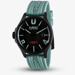 U-BOAT Mens Darkmoon Black Dial Green Rubber Strap Watch U9526/B