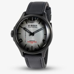 U-BOAT Mens Darkmoon Kama Grey Multi-Tone Dial Black Leather Strap Watch U3339