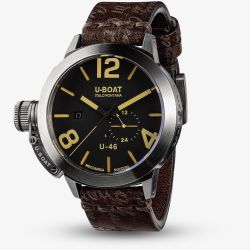 U-BOAT Mens Classico U-46 Black Dial Leather Strap Watch U4646