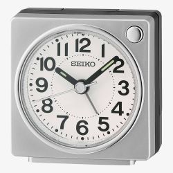 Seiko Clocks Silver Square Alarm Clock QHE196S