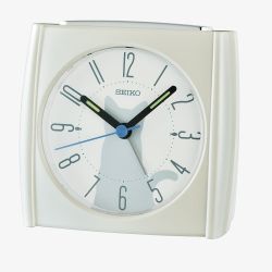 Seiko White Square Beep Alarm Clock QHE209W