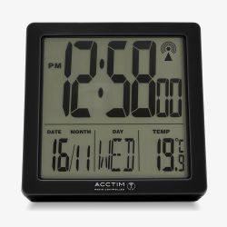 Acctim Varsity Radio Controlled Black Alarm Clock 71963
